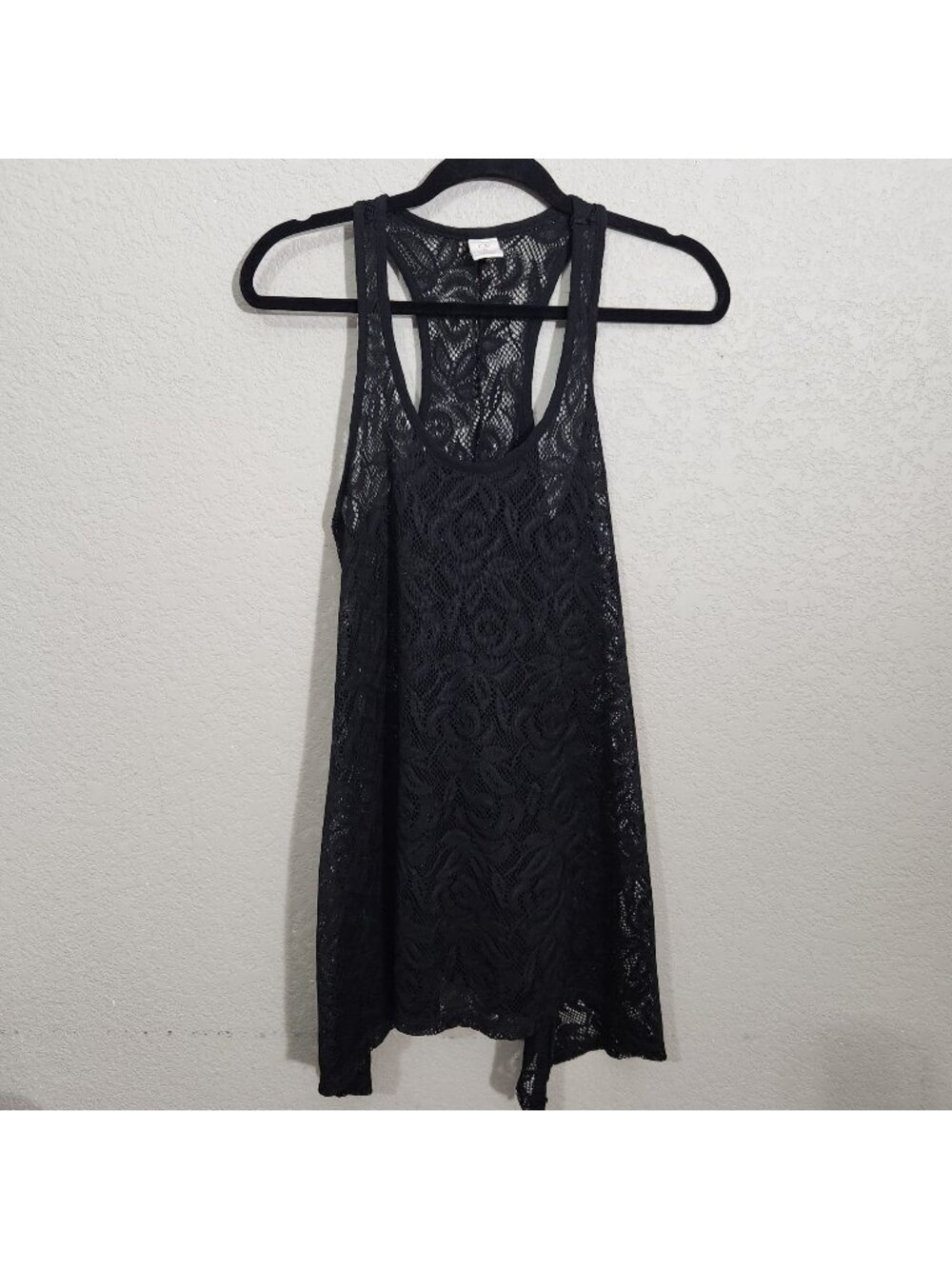 Op Womens Black Sleeveless Lace Beach Cover-Up Dress M Whimsigoth